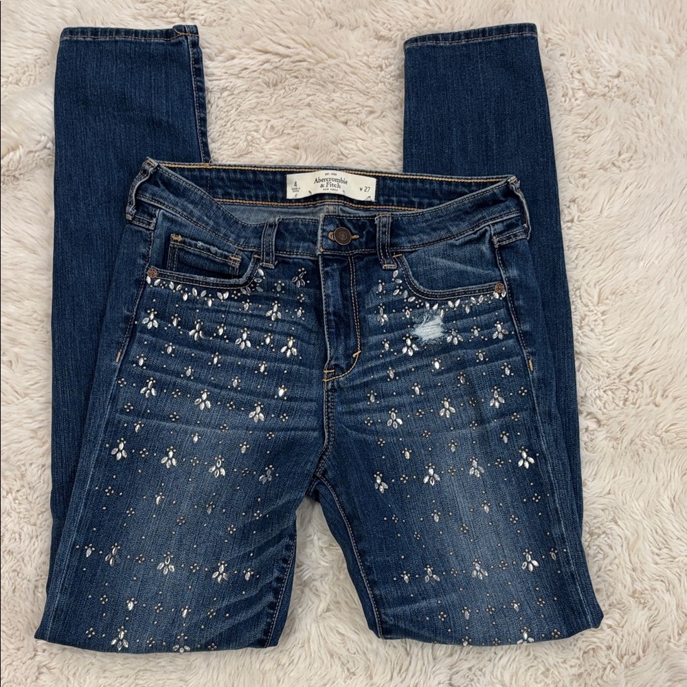 🌟5/$20Abercrombie & Fitch Blue Embellished Skinny Jeans